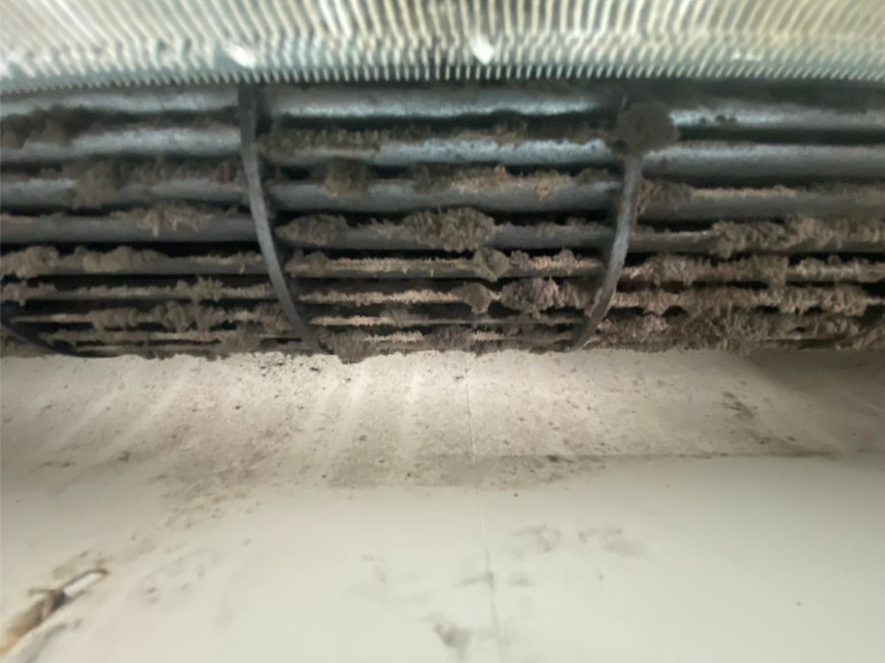 神戸市中央区三宮町　通常タイプのエアコンクリーニング｜送風ファンのカビ・ほこり汚れ　ビフォー