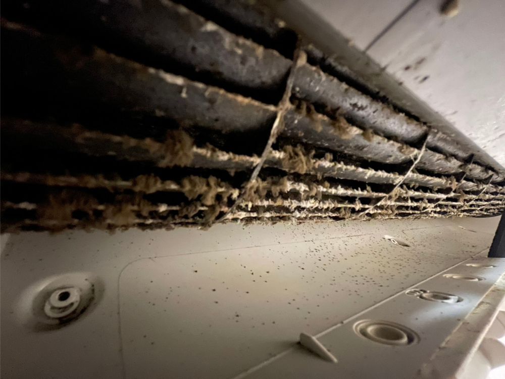 小野市小野町　通常タイプのエアコンクリーニングの送風ファン　ビフォー