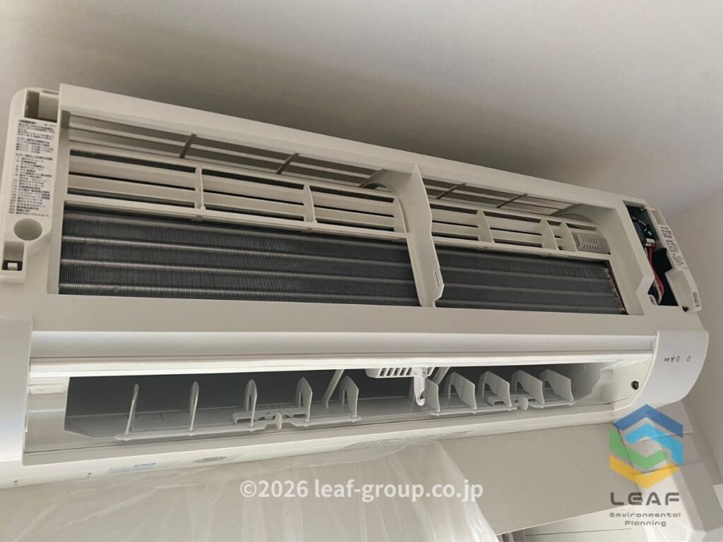 エアコンクリーニング作業後のエアコン本体（神戸市中央区）