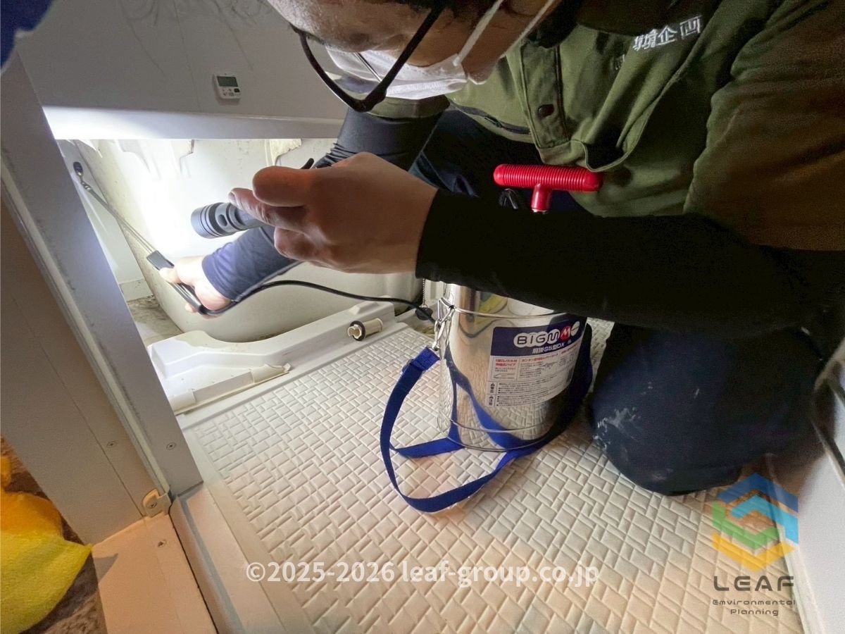 神戸市垂水区高丸｜コバエ駆除｜浴室　薬剤散布
