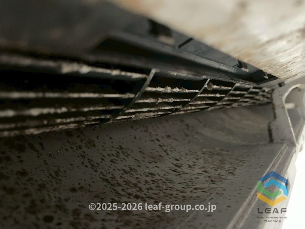 ダイキンF40YTEP送風ファン洗浄前のカビ汚れ