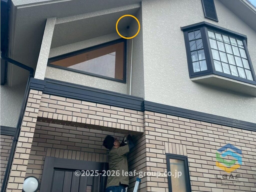 高所対応器具を使用したコガタスズメバチ駆除作業