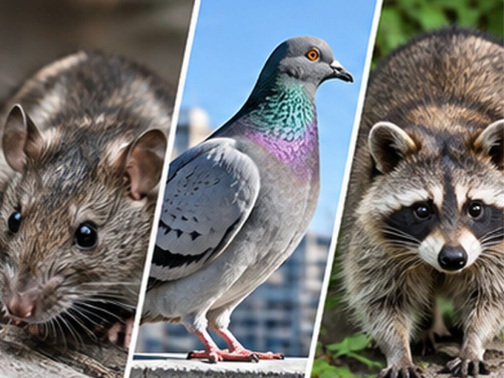 有害鳥獣対策の対象となるネズミ・ハト・アライグマ