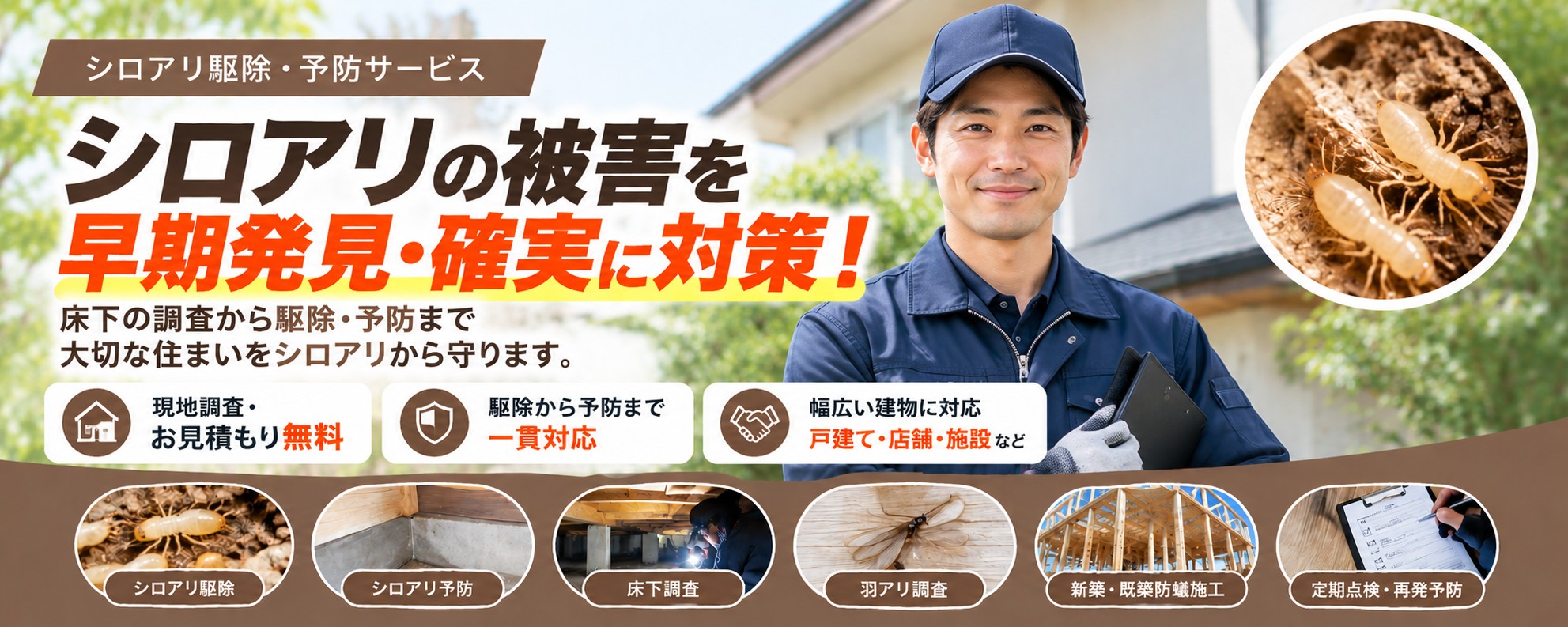 シロアリ駆除・予防サービス｜床下調査から駆除・予防まで